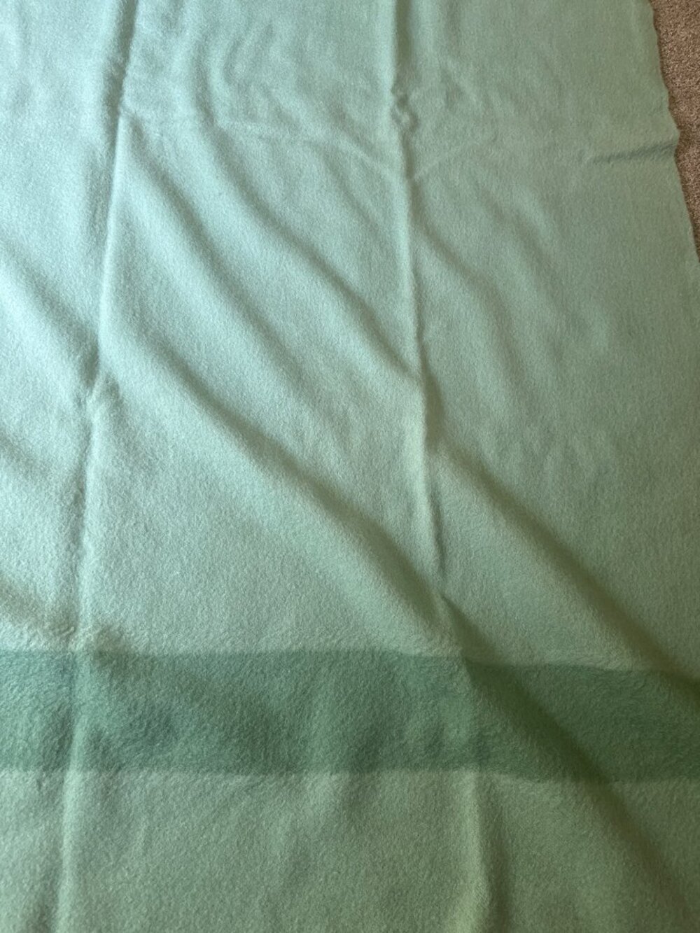 Vintage Hudsons Bay 4 Point Green Wool Blanket Made In England 90"x70" - Picture 4 of 5